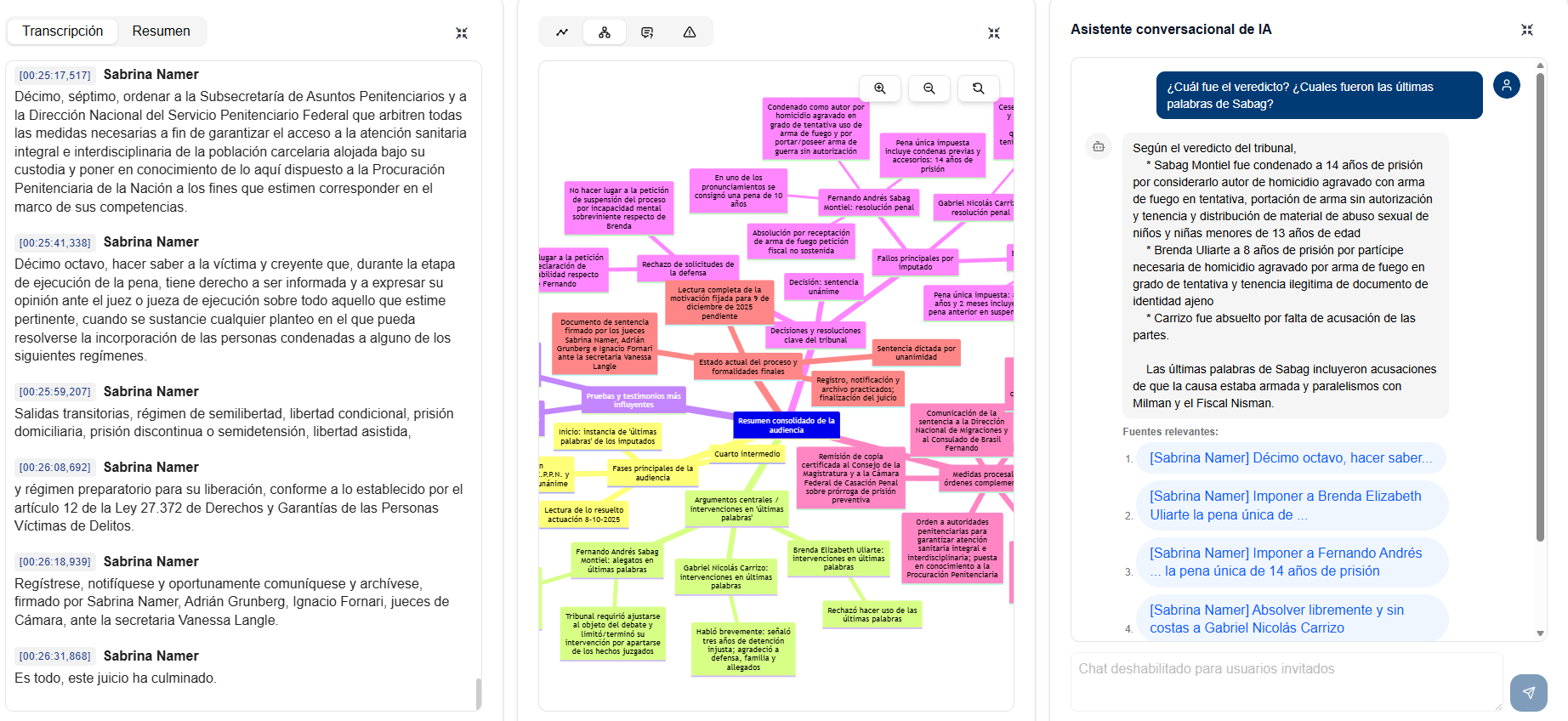 Screenshot of Dict.ar: Automated court transcripts from government federal trials.